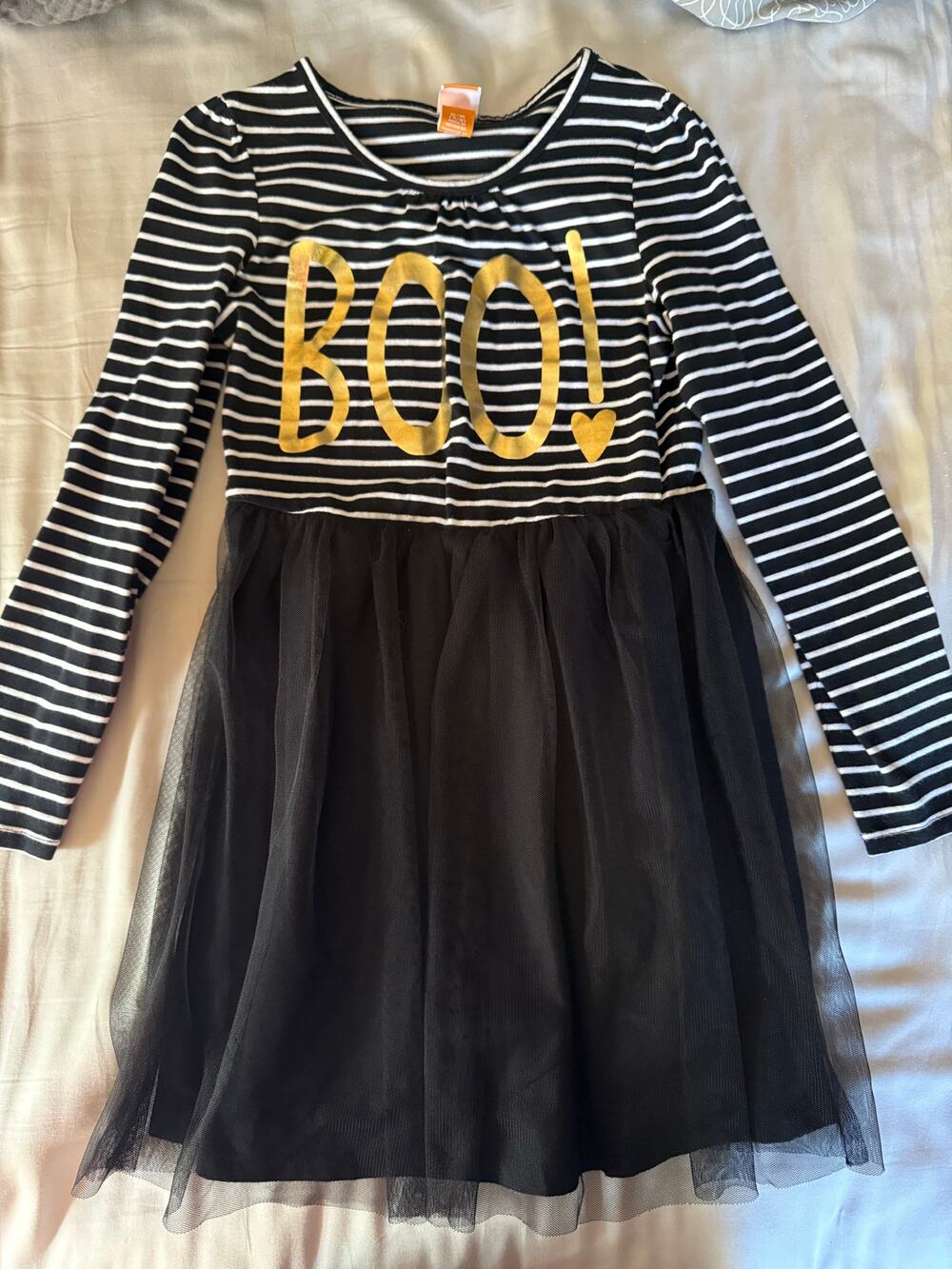 Black and White stripe Boo dress with tulle size 7/8